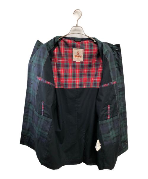 BARACUTA（バラクータ）BARACUTA (バラクータ) ブラックウォッチ ステンカラーコート／BLACK WATCH SOUTIEN COLLAR COAT グリーン×ネイビー サイズ:40の古着・服飾アイテム