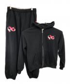 90909090）の古着「90カモフラロゴ セットアップスウェット／90 CAMOFLA LOGO SET UP SWEAT」｜ブラック