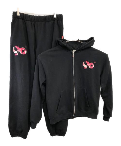 9090（9090）9090 (9090) 90カモフラロゴ セットアップスウェット／90 CAMOFLA LOGO SET UP SWEAT ブラック サイズ:Lの古着・服飾アイテム