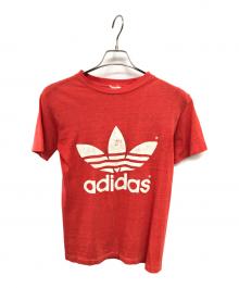 adidas（アディダス）の古着「アメリカ製 80's ビッグトレフォイル 両面プリントTシャツ／MADE IN USA 80'S BIG TREFOIL TWO SIDED PRINTING T-SHIRT」｜レッド