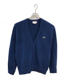 LACOSTE（ラコステ）の古着「ガーター編みVネックカーディガン／GARTER KNITTING V NECK CARDIGAN」｜ブルー