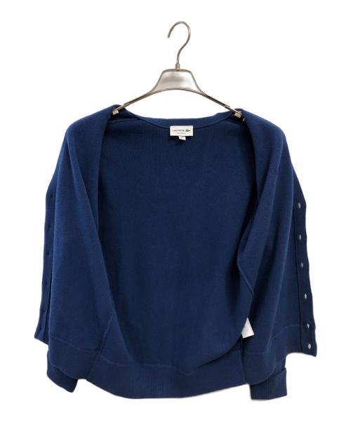 LACOSTE（ラコステ）LACOSTE (ラコステ) ガーター編みVネックカーディガン／GARTER KNITTING V NECK CARDIGAN ブルー サイズ:US-Sの古着・服飾アイテム
