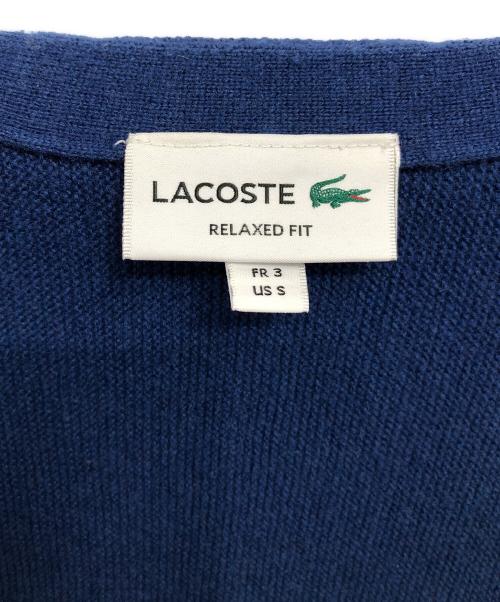 LACOSTE（ラコステ）LACOSTE (ラコステ) ガーター編みVネックカーディガン／GARTER KNITTING V NECK CARDIGAN ブルー サイズ:US-Sの古着・服飾アイテム
