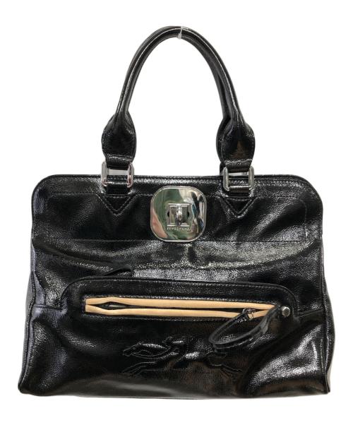LONGCHAMP（ロンシャン）LONGCHAMP (ロンシャン) エナメル2ウェイバッグ／ENAMEL ２WAY BAG ブラックの古着・服飾アイテム