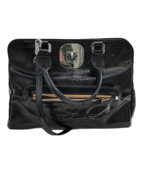 LONGCHAMP（ロンシャン）LONGCHAMP (ロンシャン) エナメル2ウェイバッグ／ENAMEL ２WAY BAG ブラックの古着・服飾アイテム