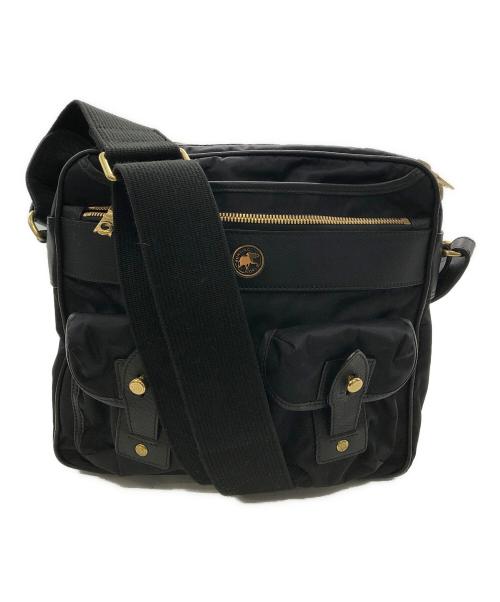 HUNTING WORLD（ハンティングワールド）HUNTING WORLD (ハンティングワールド) レザー×ナイロン ショルダーバッグ／LEATHER×NYLON SHOULDER BAG ブラックの古着・服飾アイテム