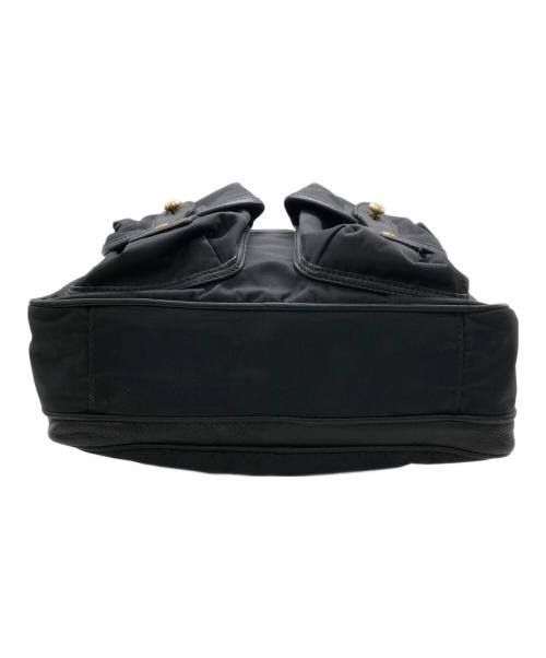 HUNTING WORLD（ハンティングワールド）HUNTING WORLD (ハンティングワールド) レザー×ナイロン ショルダーバッグ／LEATHER×NYLON SHOULDER BAG ブラックの古着・服飾アイテム