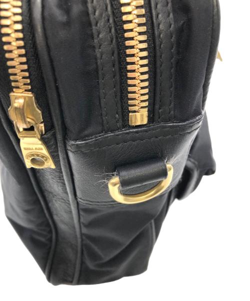 HUNTING WORLD（ハンティングワールド）HUNTING WORLD (ハンティングワールド) レザー×ナイロン ショルダーバッグ／LEATHER×NYLON SHOULDER BAG ブラックの古着・服飾アイテム