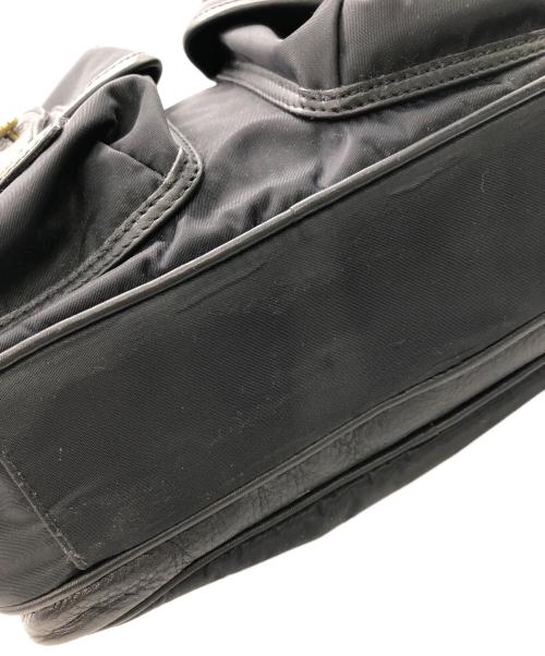 HUNTING WORLD（ハンティングワールド）HUNTING WORLD (ハンティングワールド) レザー×ナイロン ショルダーバッグ／LEATHER×NYLON SHOULDER BAG ブラックの古着・服飾アイテム