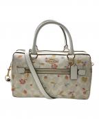 COACHコーチ）の古着「シグネチャー ミスティカル フローラルプリント ローワン サッチェル／SIGNATURE MYSTICAL FLORAL PRINT ROWAN SATCHEL」｜ホワイト