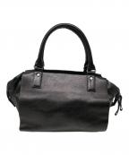 yohji yamamoto+noirヨウジヤマモトプリュスノアール）の古着「レザーハンドバッグ／LEATHER HAND BAG」｜ブラック