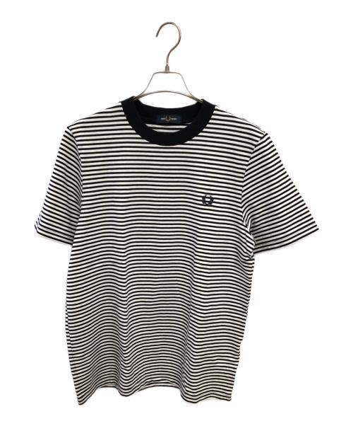 FRED PERRY（フレッドペリー）FRED PERRY (フレッドペリー) ファインストライプTシャツ／FINE STRIPE T-SHIRT ホワイト×ブラック サイズ:Lの古着・服飾アイテム