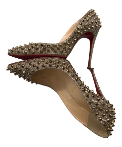 Christian Louboutin（クリスチャン・ルブタン）Christian Louboutin (クリスチャン・ルブタン) FOLLIES SPIKESGOLD／フォーリーズ スパイクス ゴールド ゴールド サイズ:SIZE 37 2/1の古着・服飾アイテム