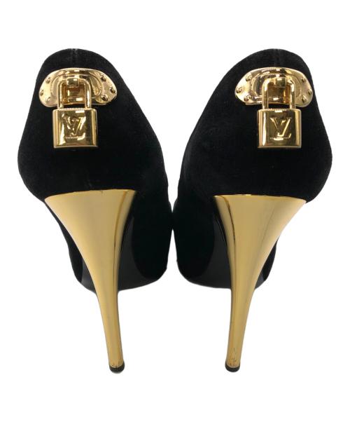 LOUIS VUITTON（ルイ ヴィトン）LOUIS VUITTON (ルイ ヴィトン) オープントゥーパンプス ブラック サイズ:36.5の古着・服飾アイテム
