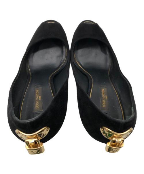 LOUIS VUITTON（ルイ ヴィトン）LOUIS VUITTON (ルイ ヴィトン) オープントゥーパンプス ブラック サイズ:36.5の古着・服飾アイテム