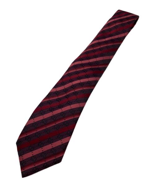 GUCCI（グッチ）GUCCI (グッチ) GG柄シルクネクタイ レッド サイズ:-不明の古着・服飾アイテム