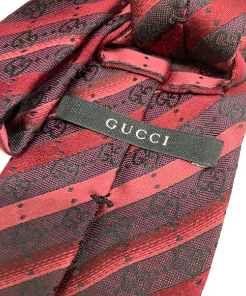 GUCCI（グッチ）GUCCI (グッチ) GG柄シルクネクタイ レッド サイズ:-不明の古着・服飾アイテム