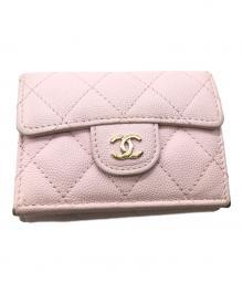 CHANEL（シャネル）の古着「マトラッセ キャビアスキン コンパクトウォレット／MATELASSE CAVIAR SKIN COMPACT WALLET」｜ピンク