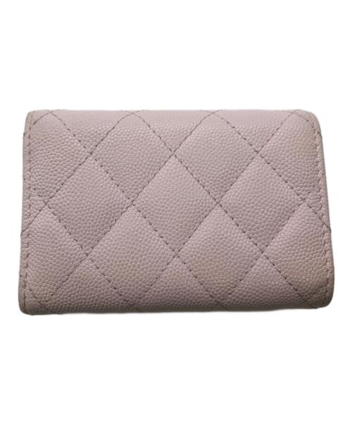 CHANEL（シャネル）CHANEL (シャネル) マトラッセ キャビアスキン コンパクトウォレット／MATELASSE CAVIAR SKIN COMPACT WALLET ピンクの古着・服飾アイテム