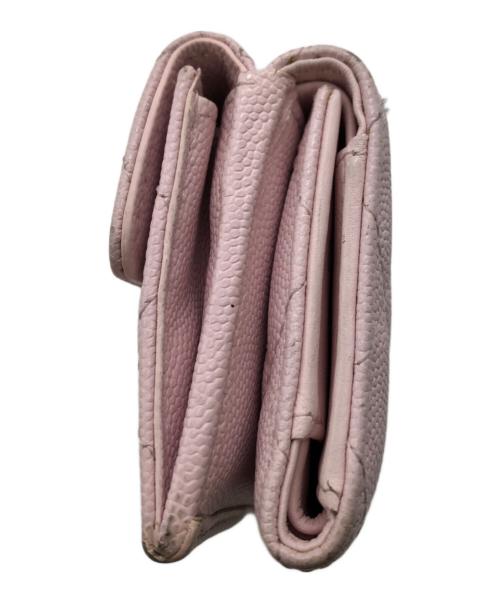 CHANEL（シャネル）CHANEL (シャネル) マトラッセ キャビアスキン コンパクトウォレット／MATELASSE CAVIAR SKIN COMPACT WALLET ピンクの古着・服飾アイテム