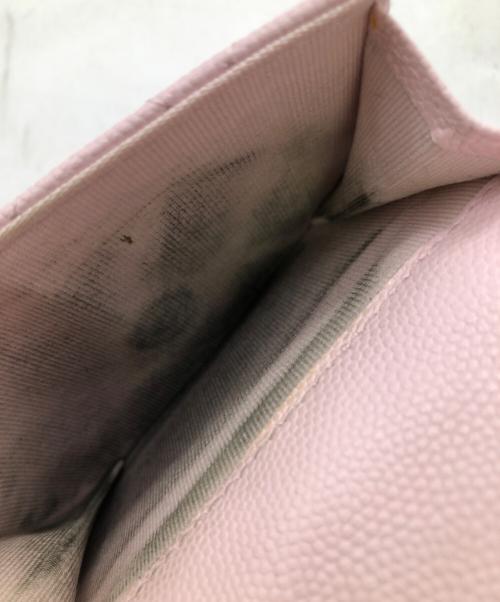 CHANEL（シャネル）CHANEL (シャネル) マトラッセ キャビアスキン コンパクトウォレット／MATELASSE CAVIAR SKIN COMPACT WALLET ピンクの古着・服飾アイテム