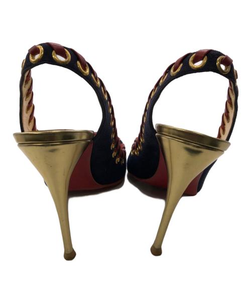 Christian Louboutin（クリスチャン・ルブタン）Christian Louboutin (クリスチャン・ルブタン) ハイヒールパンプス ネイビー×レッド サイズ:38の古着・服飾アイテム