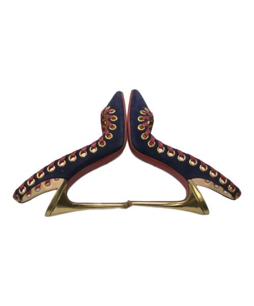 Christian Louboutin（クリスチャン・ルブタン）Christian Louboutin (クリスチャン・ルブタン) ハイヒールパンプス ネイビー×レッド サイズ:38の古着・服飾アイテム