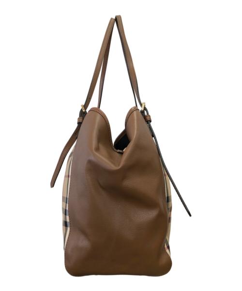 BURBERRY（バーバリー）BURBERRY (バーバリー) HORSEFERRY CHECK SMALL CANTERBURY PANELS TOTE／ホースフェリーチェックスモールカンタベリーパネルズトート ベージュの古着・服飾アイテム