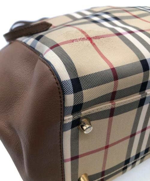 BURBERRY（バーバリー）BURBERRY (バーバリー) HORSEFERRY CHECK SMALL CANTERBURY PANELS TOTE／ホースフェリーチェックスモールカンタベリーパネルズトート ベージュの古着・服飾アイテム