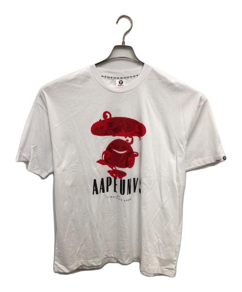 A BATHING APE（ア ベイシング エイプ）A BATHING APE (ア ベイシング エイプ) S/S T-SHIRT／半袖Tシャツ ホワイト×レッド サイズ:2ＸＬの古着・服飾アイテム