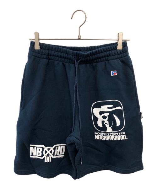 RUSSELL ATHLETIC（ラッセルアスレチック）RUSSELL ATHLETIC (ラッセルアスレチック) NEIGHBORHOOD (ネイバーフッド) BOUNTY HUNTER (バウンティハンター) SWEAT HALF PANTS／スウェットハーフパンツ ネイビー サイズ:Sの古着・服飾アイテム
