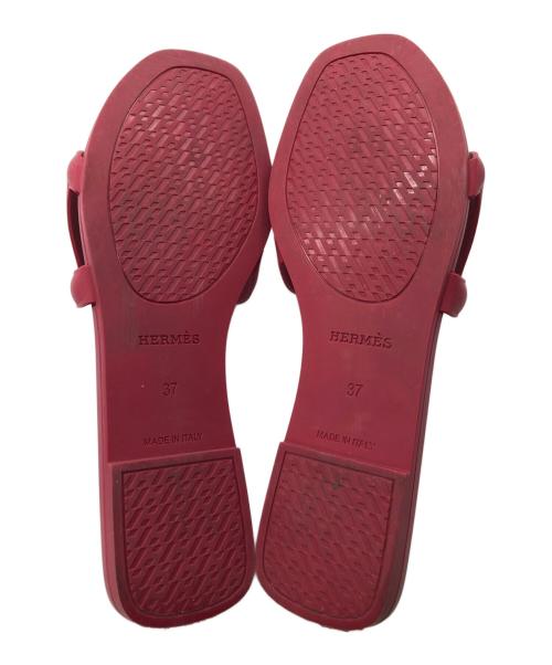HERMES（エルメス）HERMES (エルメス) ALOHA CHAINE DANCRE FLAT SANDAL／アロハ シェーヌダンクル フラットサンダル レッド サイズ:37の古着・服飾アイテム