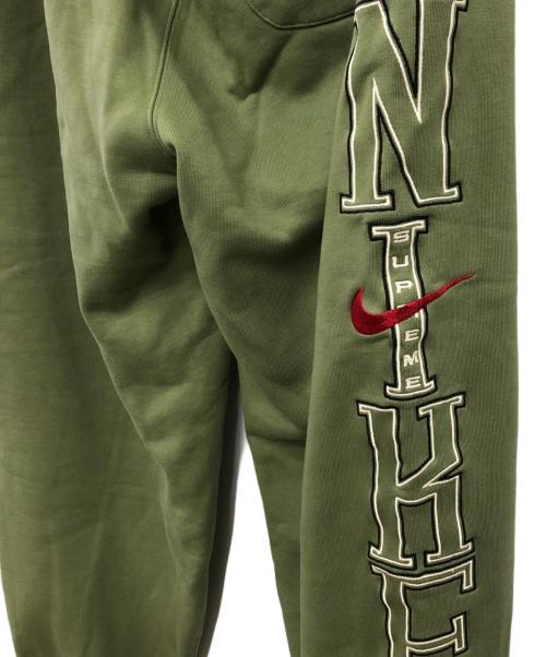 NIKE（ナイキ）NIKE (ナイキ) SUPREME (シュプリーム) SIDE LOGO SWEAT PANTS／サイドロゴ スウェットパンツ グリーン サイズ:Mの古着・服飾アイテム