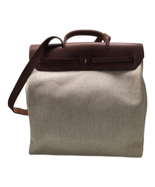 HERMES（エルメス）HERMES (エルメス) エールバッグMM／YELL BAG MM ベージュ×ブラウンの古着・服飾アイテム