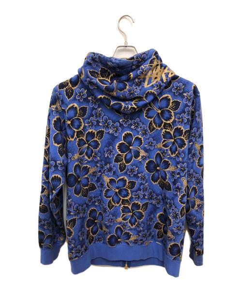 stussy（ステューシー）stussy (ステューシー) HIBISCUS PRINT ZIP UP HOODIE／ハイビスカスプリント ジップアップフーディ ネイビー サイズ:XLの古着・服飾アイテム