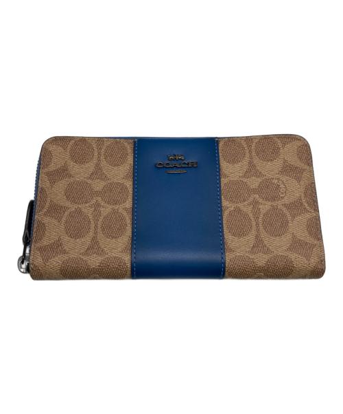 COACH（コーチ）COACH (コーチ) 長財布 ベージュ×ブルーの古着・服飾アイテム