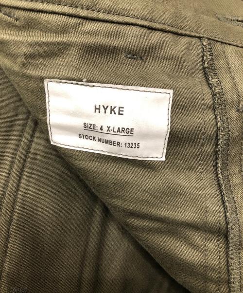 HYKE（ハイク）HYKE (ハイク) BACK SATIN BAKER PANTS／バックサテンベイカーパンツ オリーブ サイズ:XLの古着・服飾アイテム