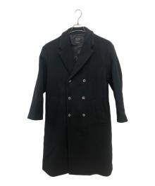 UNITED TOKYO（ユナイテッドトーキョー）の古着「Tasmania Knit Melton Double Chester Coat／タスマニアニットメルトンダブルチェスターコート」｜ブラック