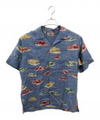 PAPAS ISLANDパパス アイランド）の古着「リネンアロハシャツ／LINEN ALOHA SHIRT」｜ブルー