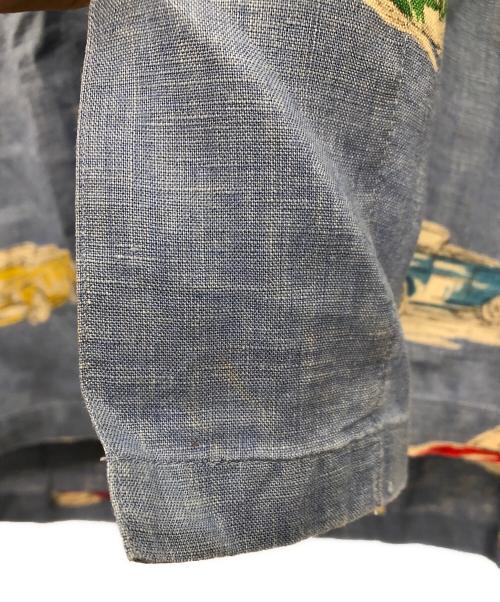 PAPAS ISLAND（パパス アイランド）PAPAS ISLAND (パパス アイランド) リネンアロハシャツ／LINEN ALOHA SHIRT ブルー サイズ:48の古着・服飾アイテム