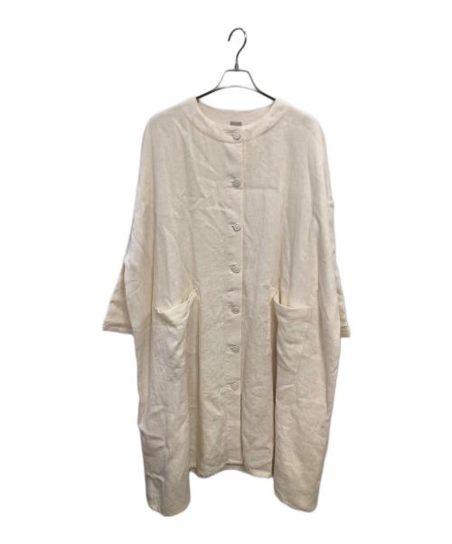 TSUHARU by samansa Mos2（ツハル バイ サマンサモスモス）TSUHARU by samansa Mos2 (ツハル バイ サマンサモスモス) 麻ウールワイドコート／LINEN WOOL WIDE COAT アイボリー サイズ:SIZE FREEの古着・服飾アイテム