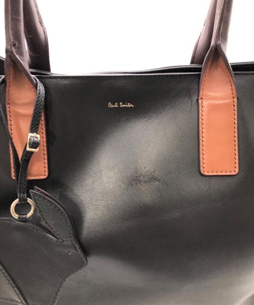 PAUL SMITH（ポールスミス）PAUL SMITH (ポールスミス) RABBIT CHARM LEATHER TOTE BAG／ラビットチャーム レザートートバッグ ブラックの古着・服飾アイテム