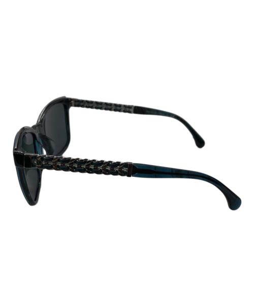 CHANEL（シャネル）CHANEL (シャネル) 5360-Q-A CHAIN TEMPLE WELLINGTON GLASSES／チェーンテンプル ウェリントングラス グリーン×ブラック サイズ:55□18の古着・服飾アイテム