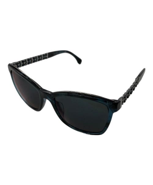 CHANEL（シャネル）CHANEL (シャネル) 5360-Q-A CHAIN TEMPLE WELLINGTON GLASSES／チェーンテンプル ウェリントングラス グリーン×ブラック サイズ:55□18の古着・服飾アイテム