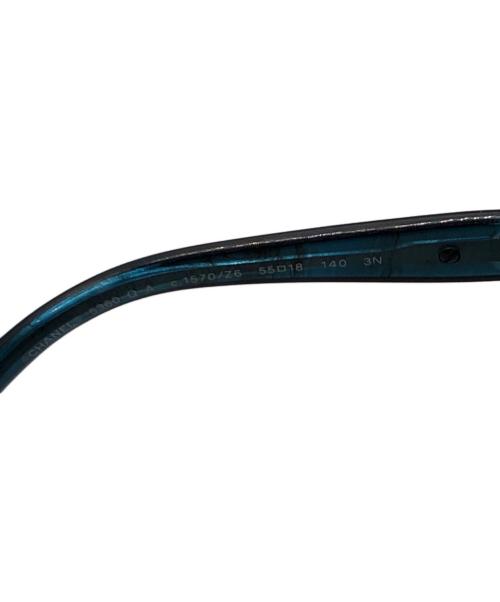 CHANEL（シャネル）CHANEL (シャネル) 5360-Q-A CHAIN TEMPLE WELLINGTON GLASSES／チェーンテンプル ウェリントングラス グリーン×ブラック サイズ:55□18の古着・服飾アイテム