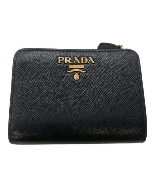 PRADA（プラダ）PRADA (プラダ) サフィアーノレザーコンパクトウォレット／SAFFIANO LEATHER COMPACT WALLET ブラックの古着・服飾アイテム