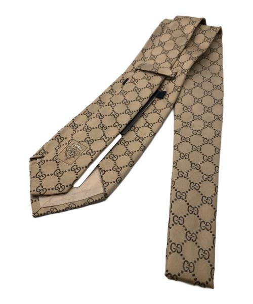 GUCCI（グッチ）GUCCI (グッチ) GG MONOGRAM NECKTIE／GGモノグラム ネクタイ ベージュ サイズ:FREEの古着・服飾アイテム