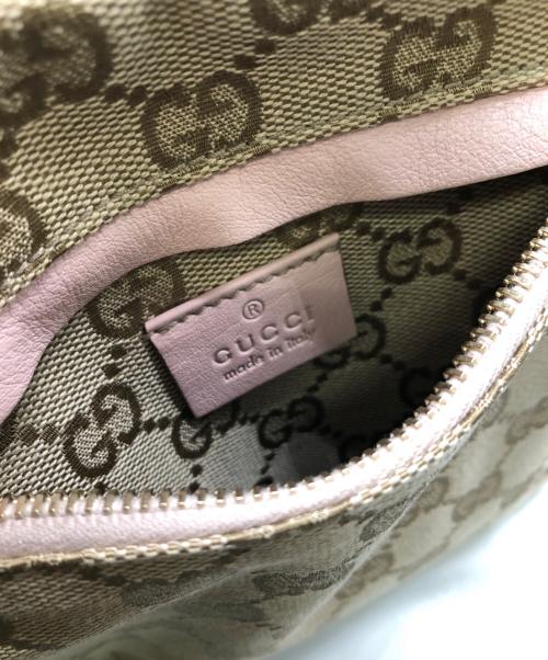 GUCCI（グッチ）GUCCI (グッチ) GG CANVAS WAIST POUCH／GG キャンバス ウエストポーチ ベージュ×ピンクの古着・服飾アイテム