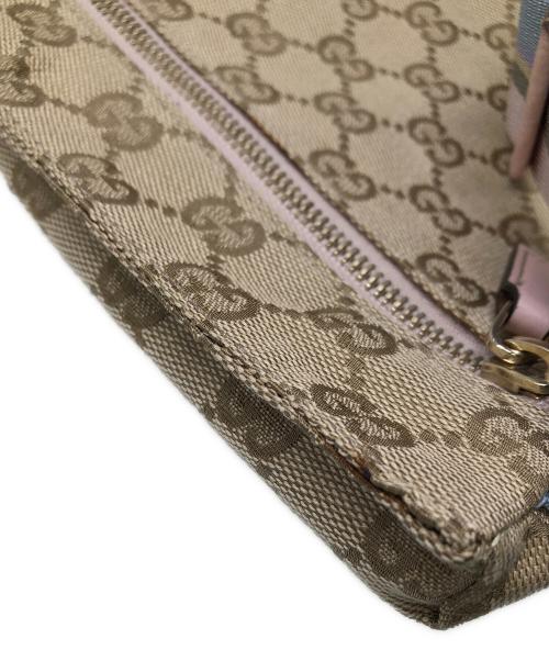 GUCCI（グッチ）GUCCI (グッチ) GG CANVAS WAIST POUCH／GG キャンバス ウエストポーチ ベージュ×ピンクの古着・服飾アイテム