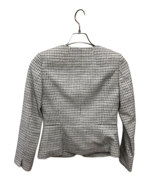COUP DE CHANCE（クードシャンス）COUP DE CHANCE (クードシャンス) ノーカラージャケット／NO COLLAR JACKET ホワイト×ブラック サイズ:36の古着・服飾アイテム